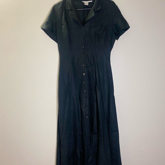 Tweeds Black A-Line Maxi Dress with Notched Collar - Picture 1 of 10